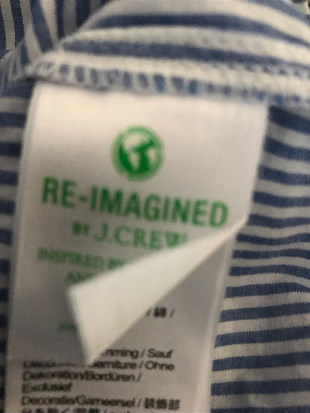 J crew  Blue and White Pinstripe Ruffle Shoulder Blouse